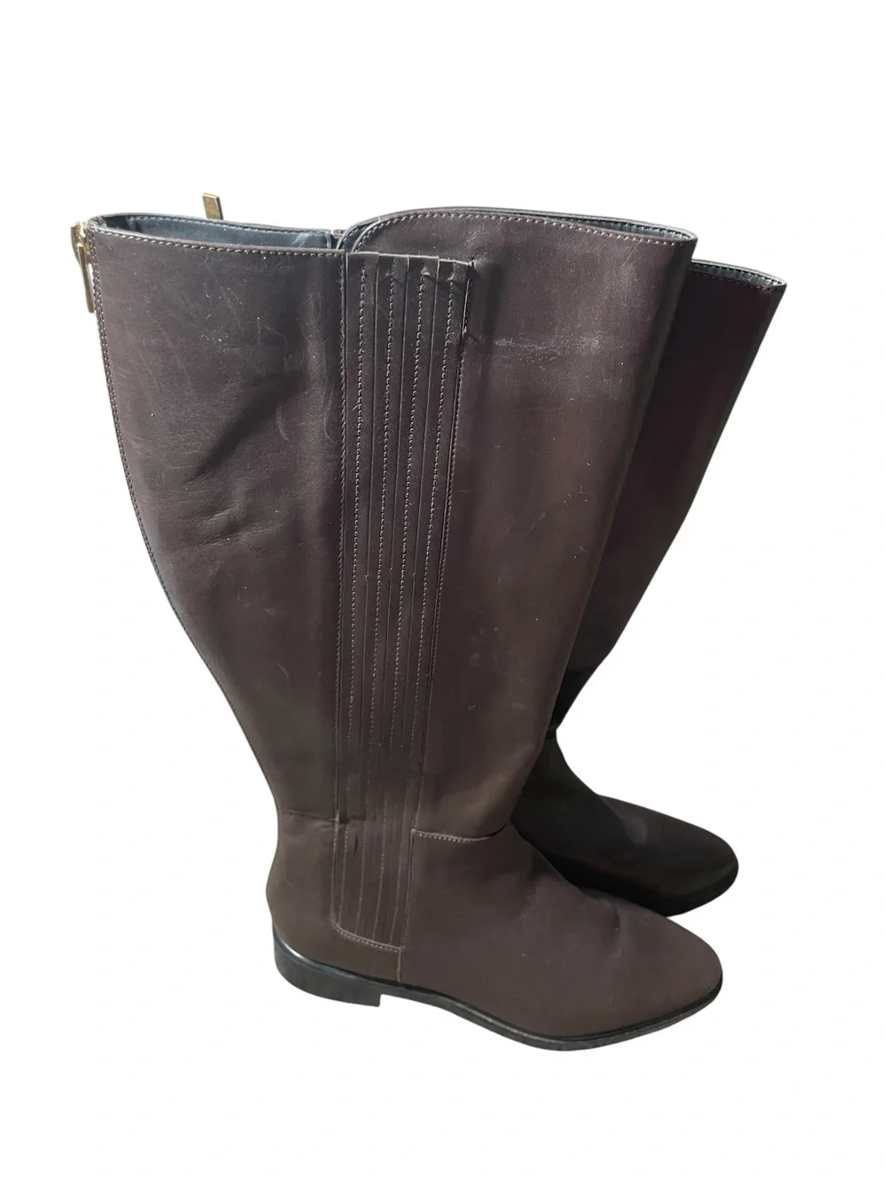Z2- Finely Calvin Klein size 8.5 Classic Women's Brown Leather Knee-High Boots